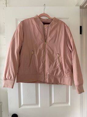 GAP Dusty Pink Bomber Jacket with Gold Zippers